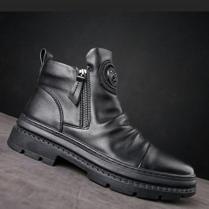 [Bestes Geschenk] Klassische lässige Herrenstiefel mit seitlichem Reißverschluss aus Leder