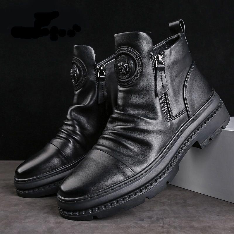 [Bestes Geschenk] Klassische lässige Herrenstiefel mit seitlichem Reißverschluss aus Leder