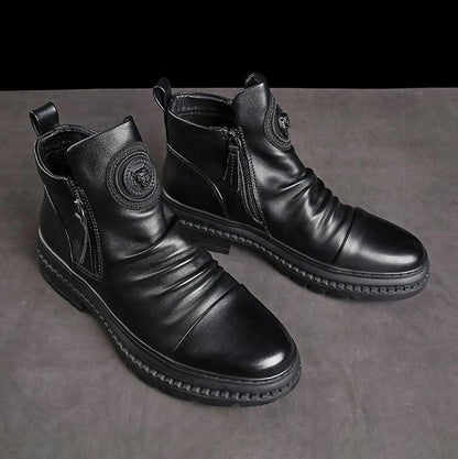 [Bestes Geschenk] Klassische lässige Herrenstiefel mit seitlichem Reißverschluss aus Leder