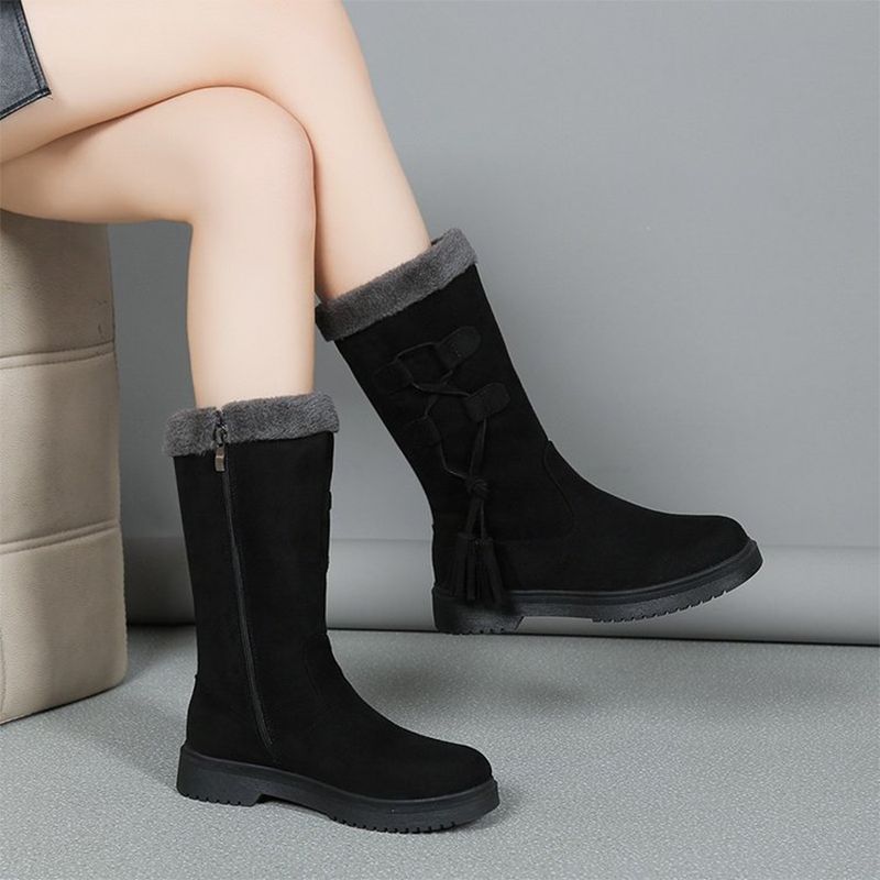Winterstiefel mit dicken Sohlen aus Plüsch für Frauen