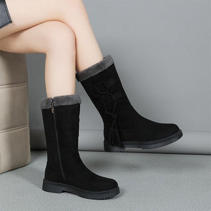 Winterstiefel mit dicken Sohlen aus Plüsch für Frauen