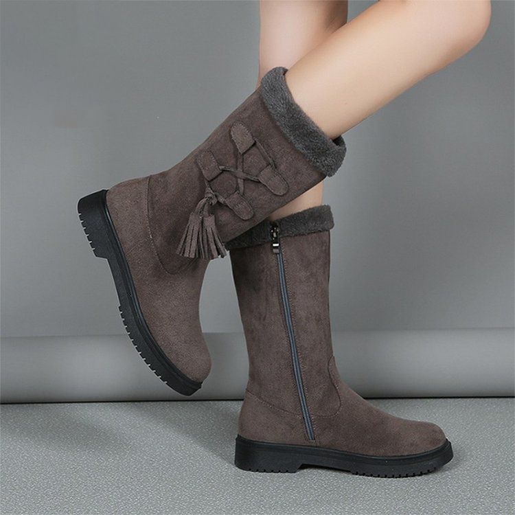 Winterstiefel mit dicken Sohlen aus Plüsch für Frauen