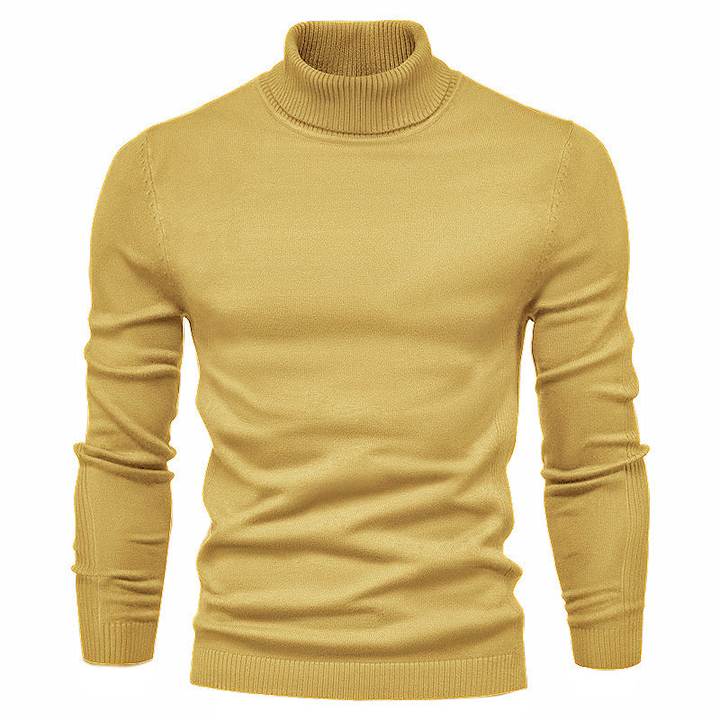 Einfarbiger Strickpullover mit Rollkragen für Herren