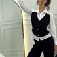 Damen Set aus Hemd mit Weste in Layering-Optik und Hose