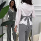 Damen Set aus Hemd mit Weste in Layering-Optik und Hose