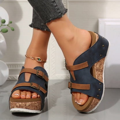 Modische Plateau-Sandalen mit Keilabsatz für Damen