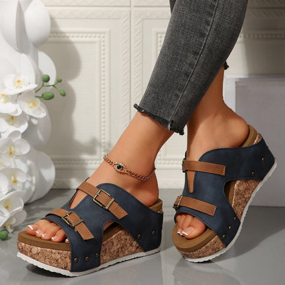 Modische Plateau-Sandalen mit Keilabsatz für Damen