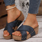 Modische Damen-Sandalen mit Kreuzriemen und dickem Keilabsatz