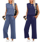 🌺2025 Neu eingetroffen - 49% OFF🌺Damen Casual Cap Ärmel Top Weite Hosen Set