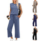 🌺2025 Neu eingetroffen - 49% OFF🌺Damen Casual Cap Ärmel Top Weite Hosen Set