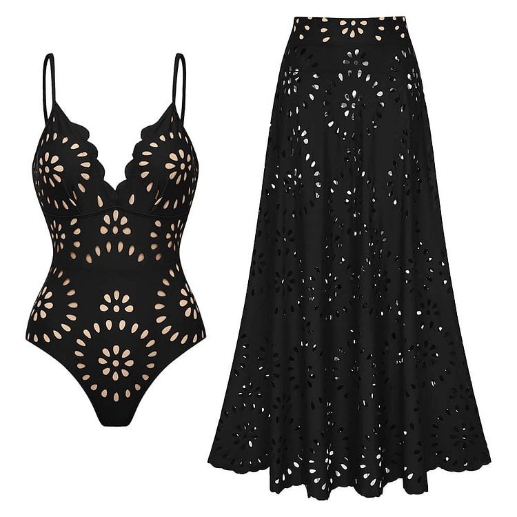 🔥Sommer-Schnäppchen 👙Sexy Badeanzug für Damen mit passendem langem Rock💕