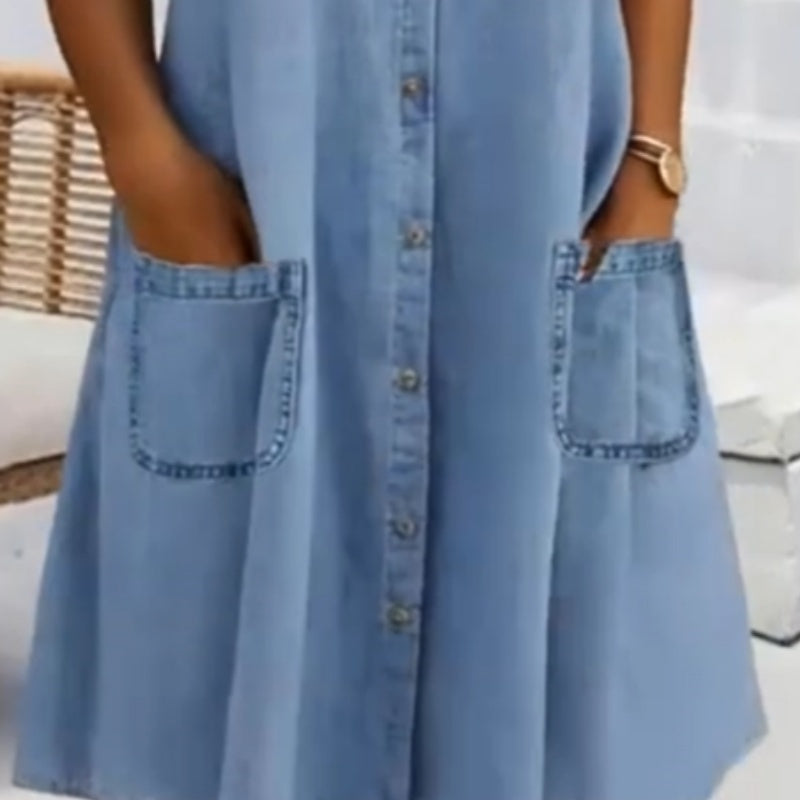 🌺Elegantes einfarbiges Jeanskleid für Damen