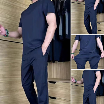Lässiges Stretch-Set für Herren aus Eisseide mit T-Shirt und Hose