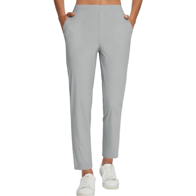 ⏰Nur noch heute 50% Rabatt!🔥Damen High-Waist Stretch-Hose mit sicheren Reißverschluss-Taschen, figurschmeichelnder Cropped-Schnitt für Büro, Sport & Alltag ✨