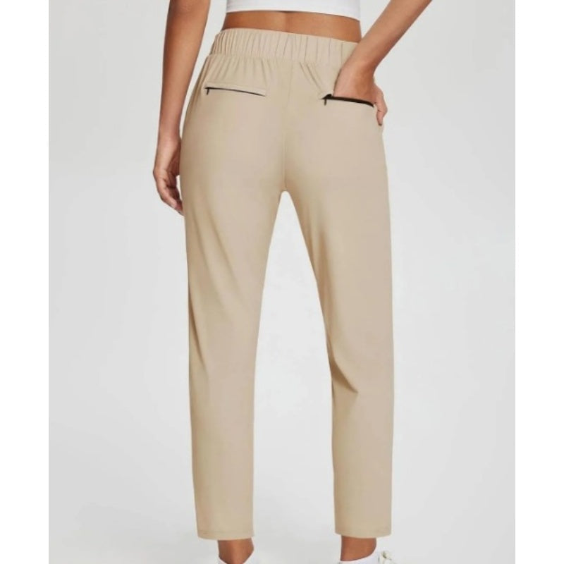 ⏰Nur noch heute 50% Rabatt!🔥Damen High-Waist Stretch-Hose mit sicheren Reißverschluss-Taschen, figurschmeichelnder Cropped-Schnitt für Büro, Sport & Alltag ✨