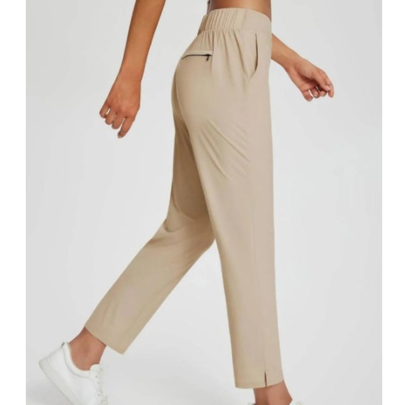 ⏰Nur noch heute 50% Rabatt!🔥Damen High-Waist Stretch-Hose mit sicheren Reißverschluss-Taschen, figurschmeichelnder Cropped-Schnitt für Büro, Sport & Alltag ✨
