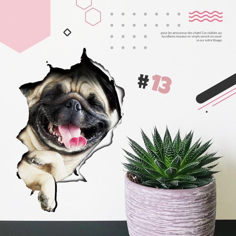 3D-Wandaufkleber mit abnehmbaren Katzen- und Hundemotiven