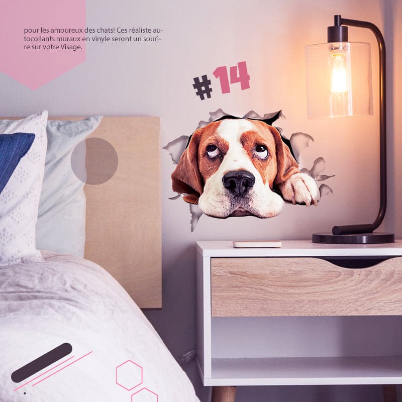 3D-Wandaufkleber mit abnehmbaren Katzen- und Hundemotiven