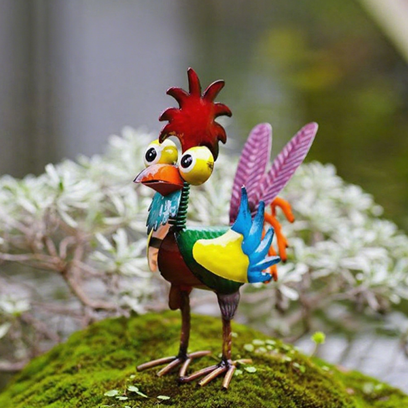 Lustige Metall-Hahn-Gartendekoration