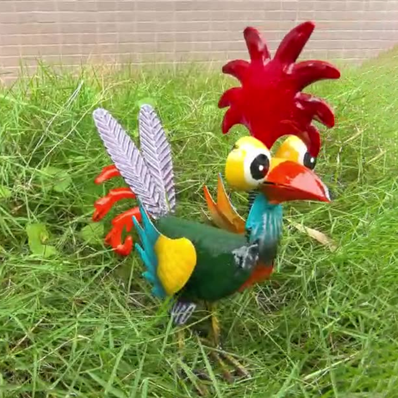 Lustige Metall-Hahn-Gartendekoration