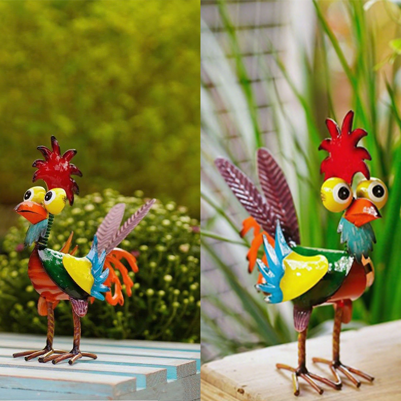 Lustige Metall-Hahn-Gartendekoration