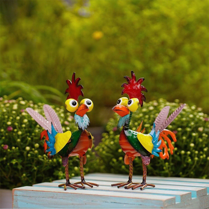 Lustige Metall-Hahn-Gartendekoration