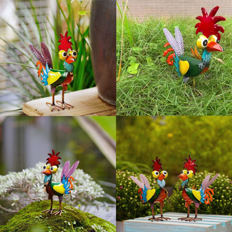 Lustige Metall-Hahn-Gartendekoration