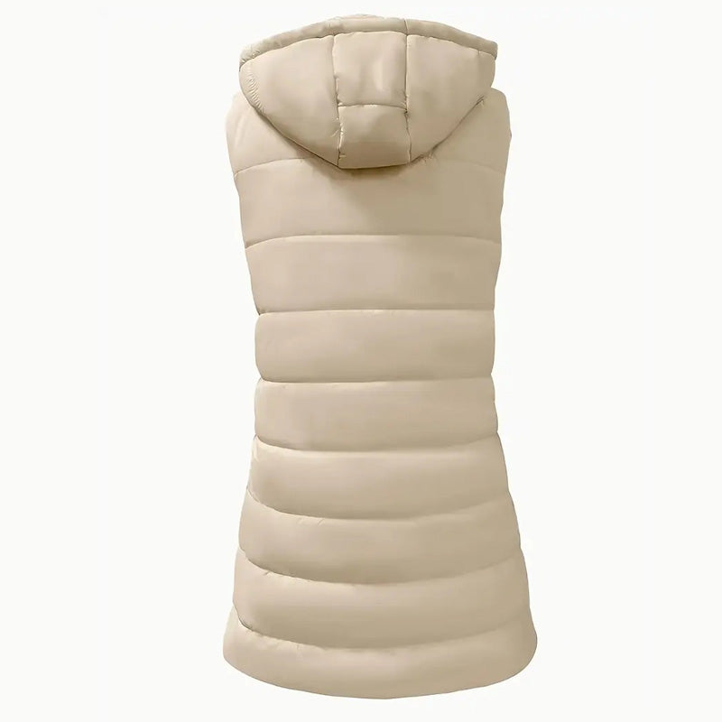 ⏰50 % RABATT🔥Lange Daunenweste für Damen 👗 | Einfarbig | Ärmellos | Mit Kapuze | Winterkleidung 💕