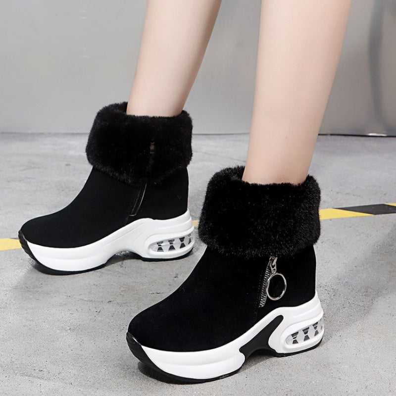 🔥Beliebtes Produkt ！✨Plüschige, warme, höhenverstärkende Stiefeletten für Damen, ein Must-have für Herbst und Winter, modische, bequeme und vielseitige Schuhe🥰
