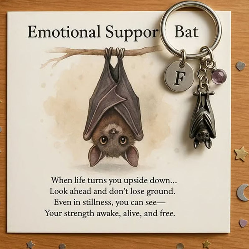 Emotional Support Bat Keychain with Message Card