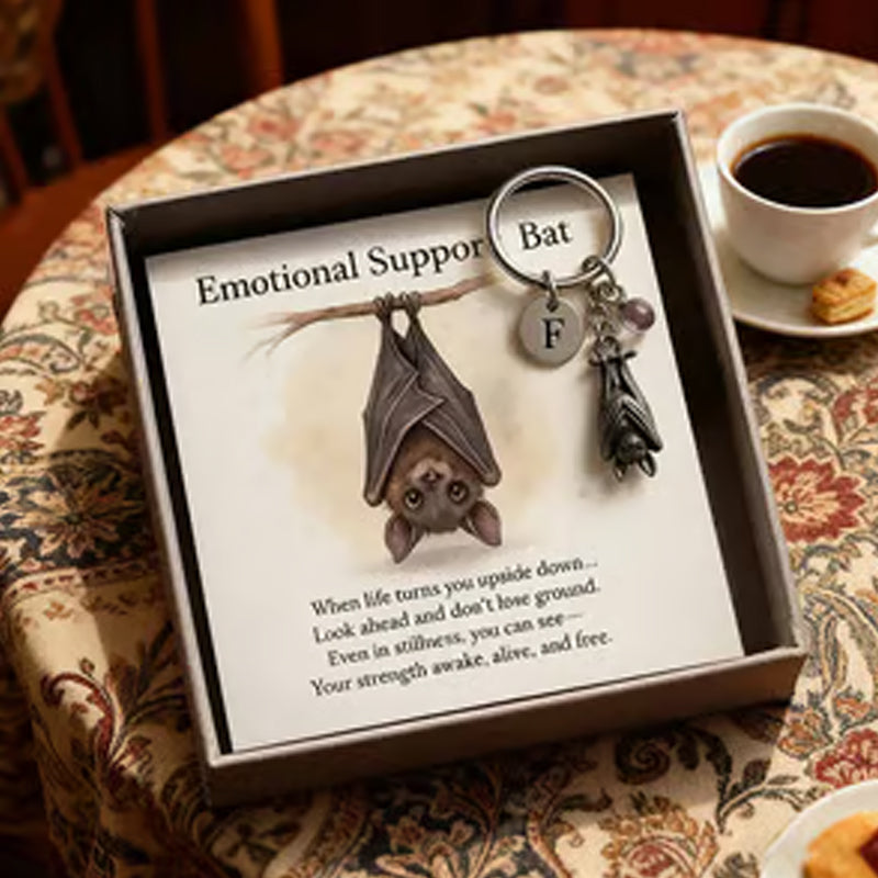 Emotional Support Bat Keychain with Message Card