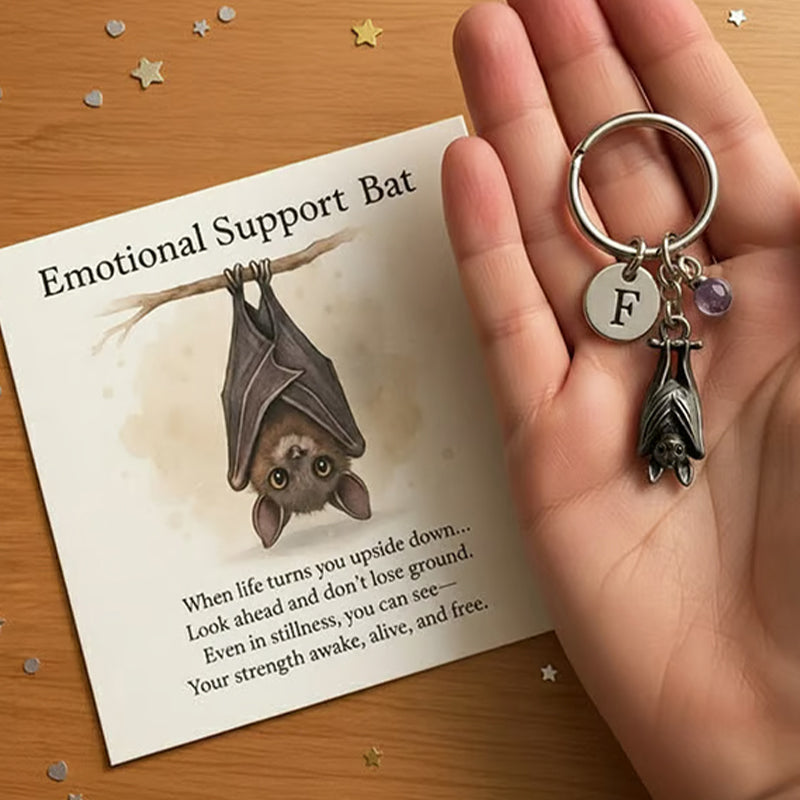 Emotional Support Bat Keychain with Message Card
