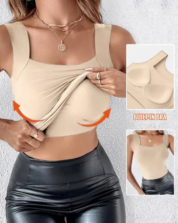 Damen Thermo-Tanktop mit U-Ausschnitt und integriertem BH