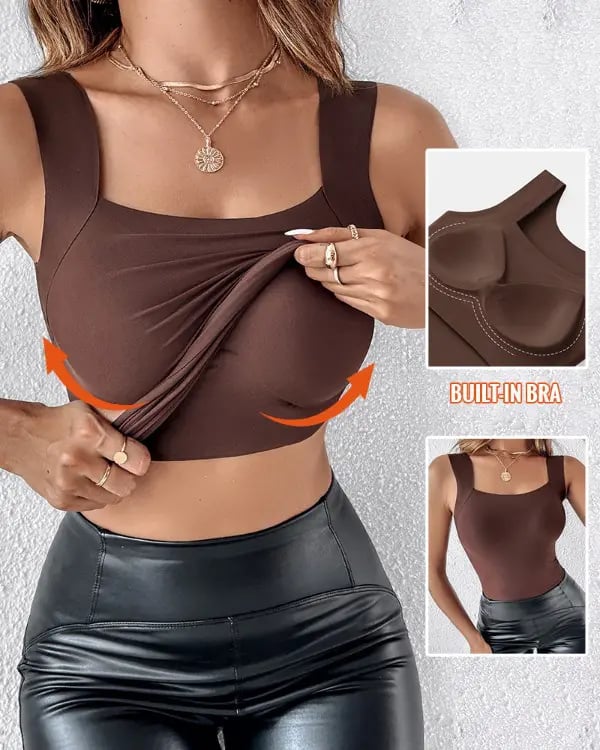 Damen Thermo-Tanktop mit U-Ausschnitt und integriertem BH