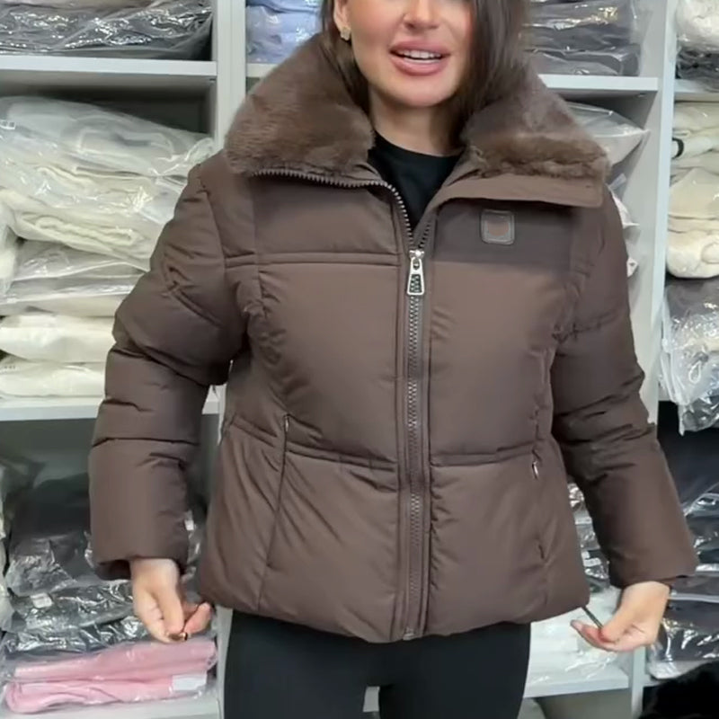 Kurze Pufferjacke für Damen mit Stehkragen