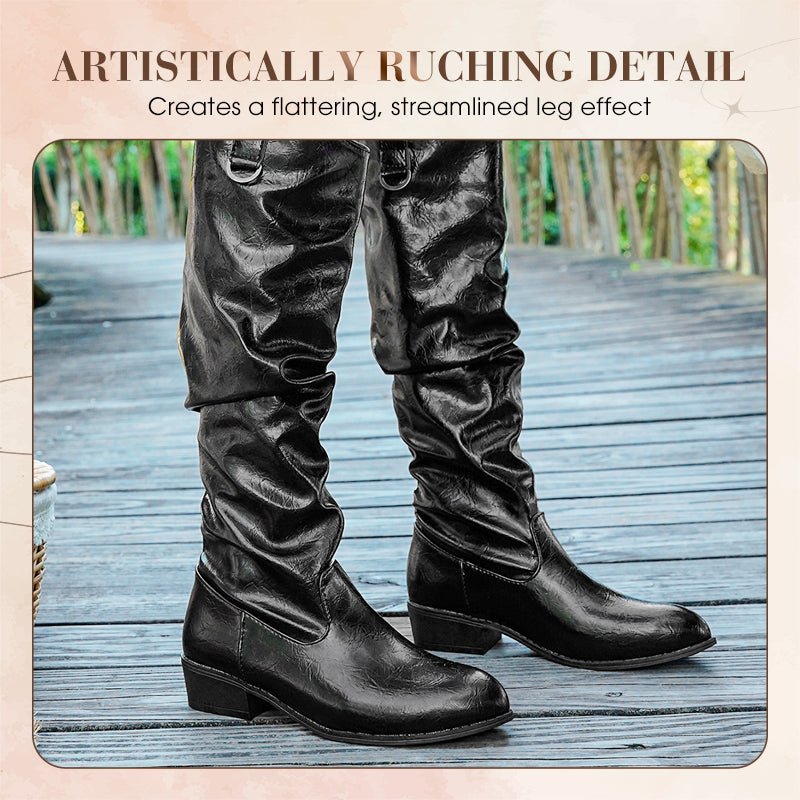 Women’s Fashion Knee-High Ruched Boots