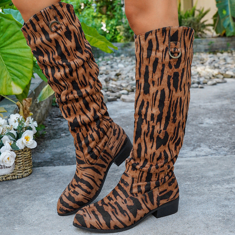 Women’s Fashion Knee-High Ruched Boots