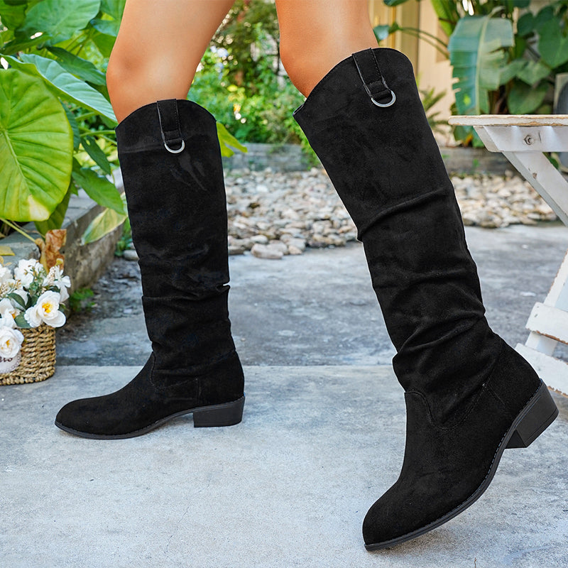 Women’s Fashion Knee-High Ruched Boots