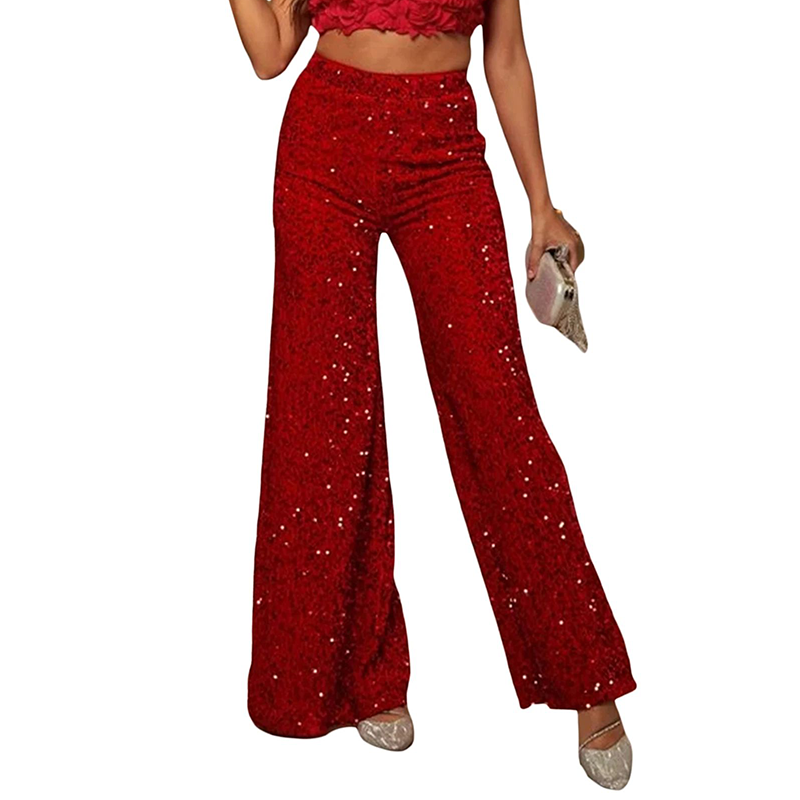 💖🔥Kostenloser Versand💃 Damen Mode Paillette Breitbeinhose