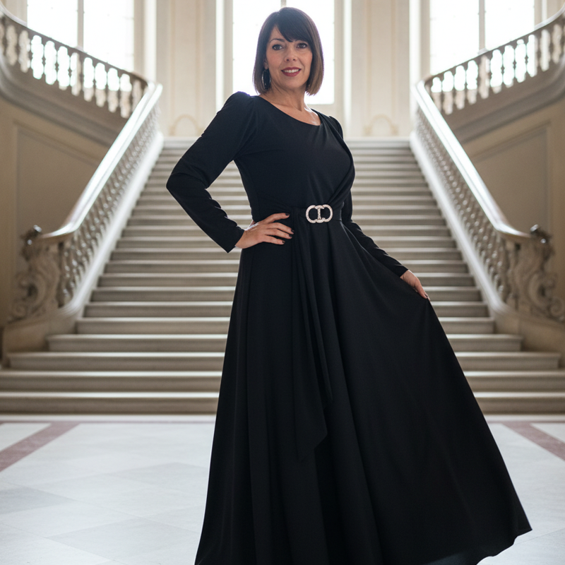 A-Linien Kleid mit langen Ärmeln für Damen