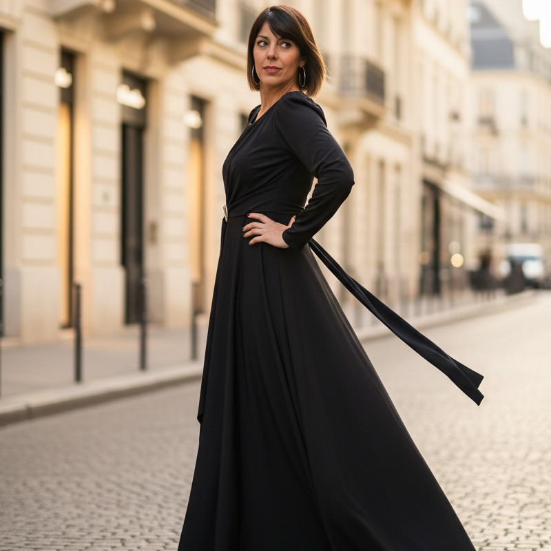 A-Linien Kleid mit langen Ärmeln für Damen