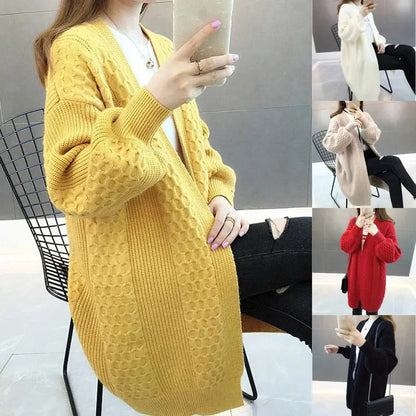 Damen-Strickjacke mit V-Ausschnitt und Laternenärmeln