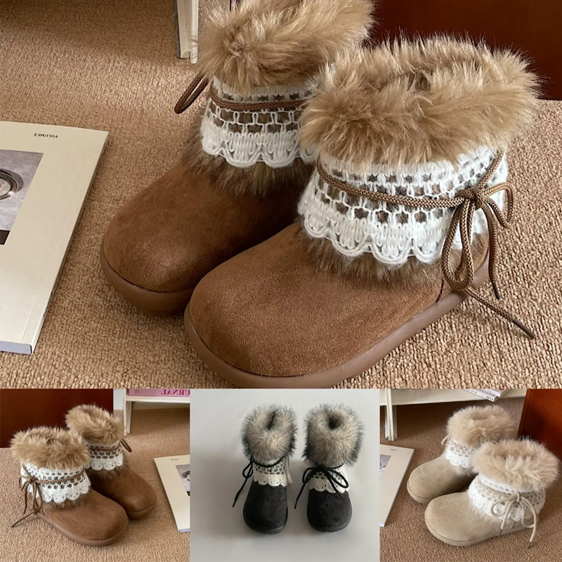 Damen Stiefeletten mit Plüschfutter & Spitzen-Schnürung