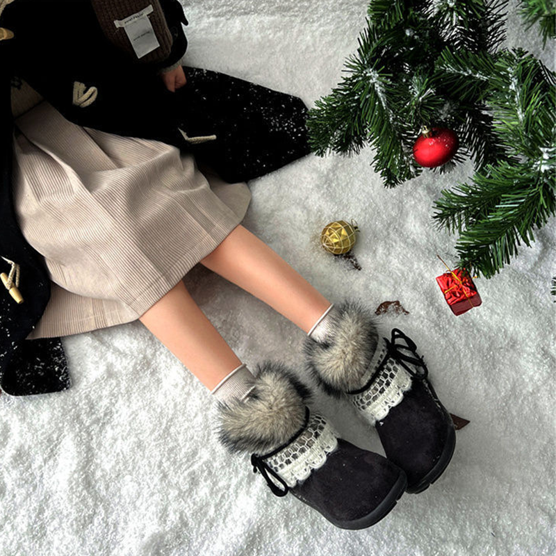 Damen Stiefeletten mit Plüschfutter & Spitzen-Schnürung