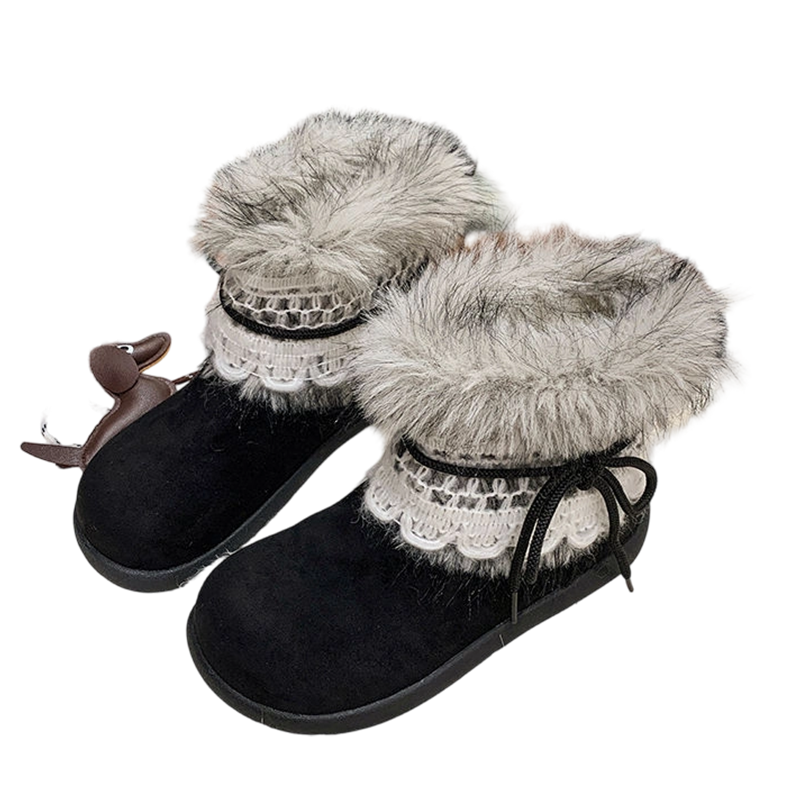 Damen Stiefeletten mit Plüschfutter & Spitzen-Schnürung