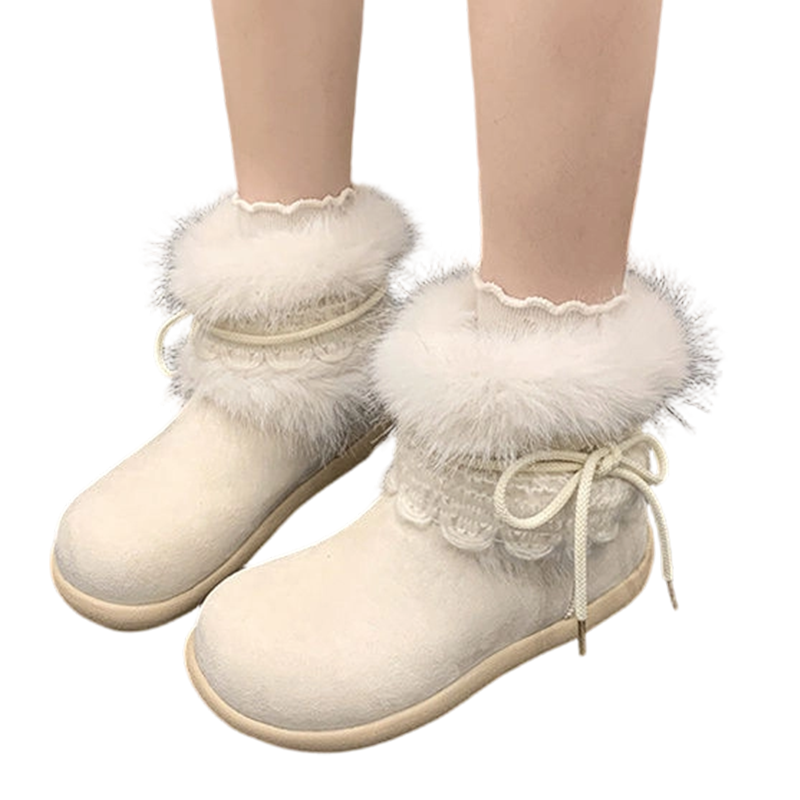 Damen Stiefeletten mit Plüschfutter & Spitzen-Schnürung