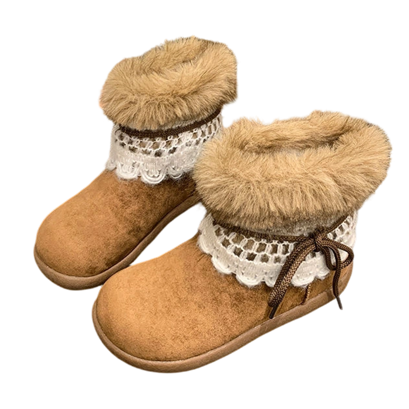 Damen Stiefeletten mit Plüschfutter & Spitzen-Schnürung