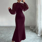 Elegantes Meerjungfrauen-Kleid mit Kragen aus Kunstperlen