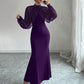 Elegantes Meerjungfrauen-Kleid mit Kragen aus Kunstperlen