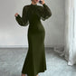Elegantes Meerjungfrauen-Kleid mit Kragen aus Kunstperlen